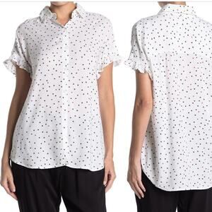 Beachlunchlounge Button Top 4th of July USA Star Novelty Print Size Large L